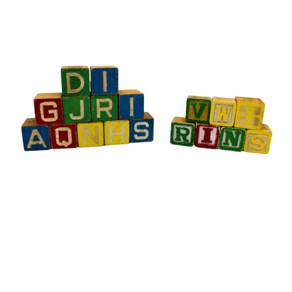 Vintage Disney Alphabet Blocks Painted Wood Embossed Characters 11+ Piece Set - Picture 4 of 5